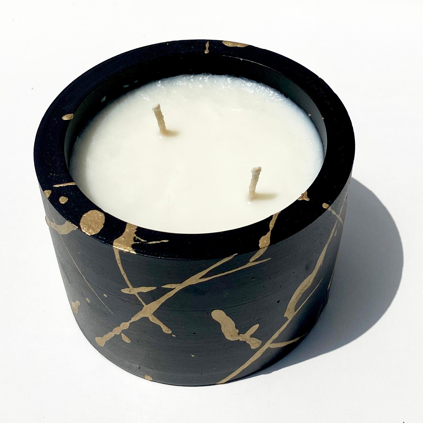 Soy Candle - Black Jar, Gold Splatter