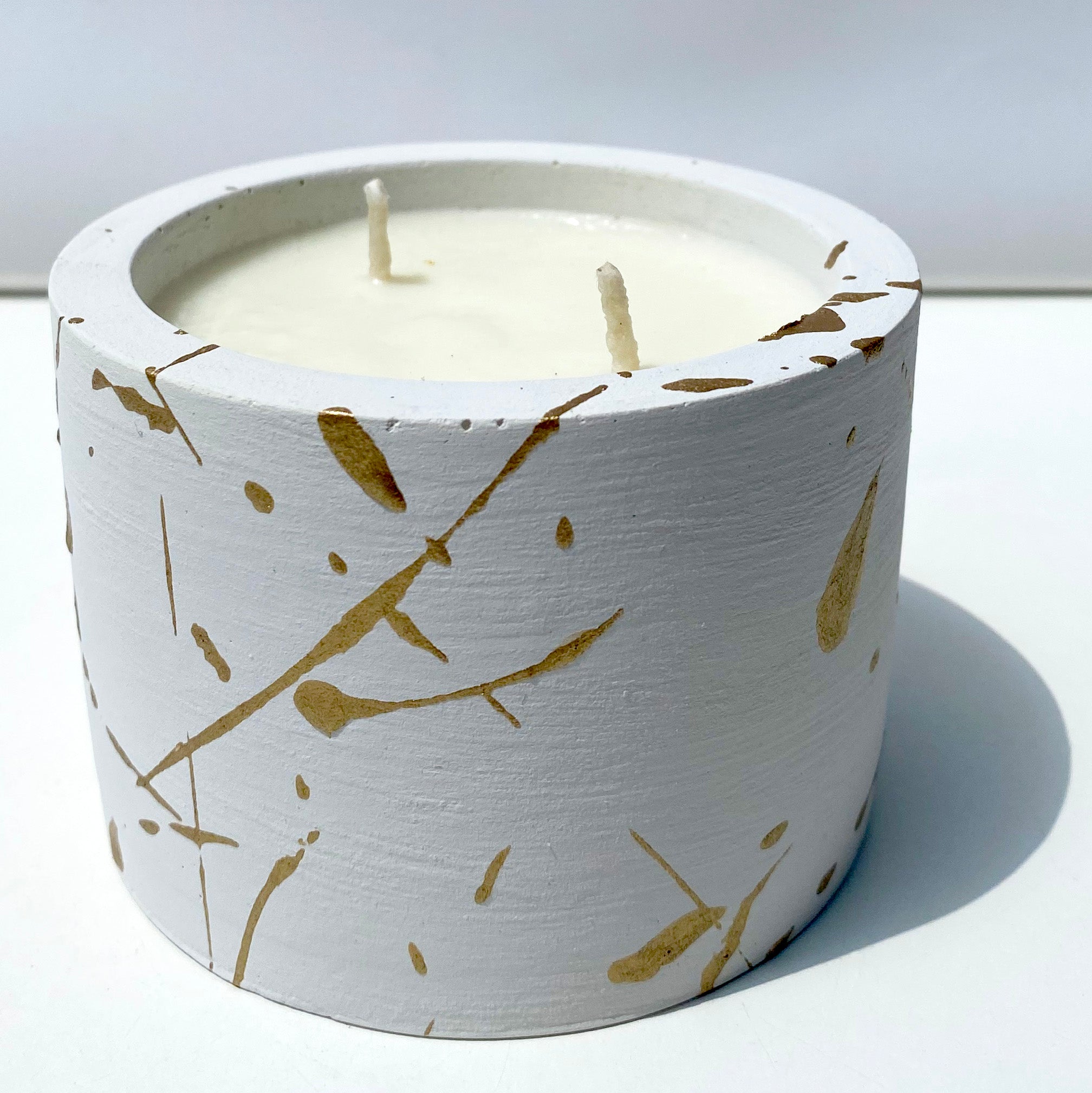 Soy Candle - White Jar, Gold Splatter