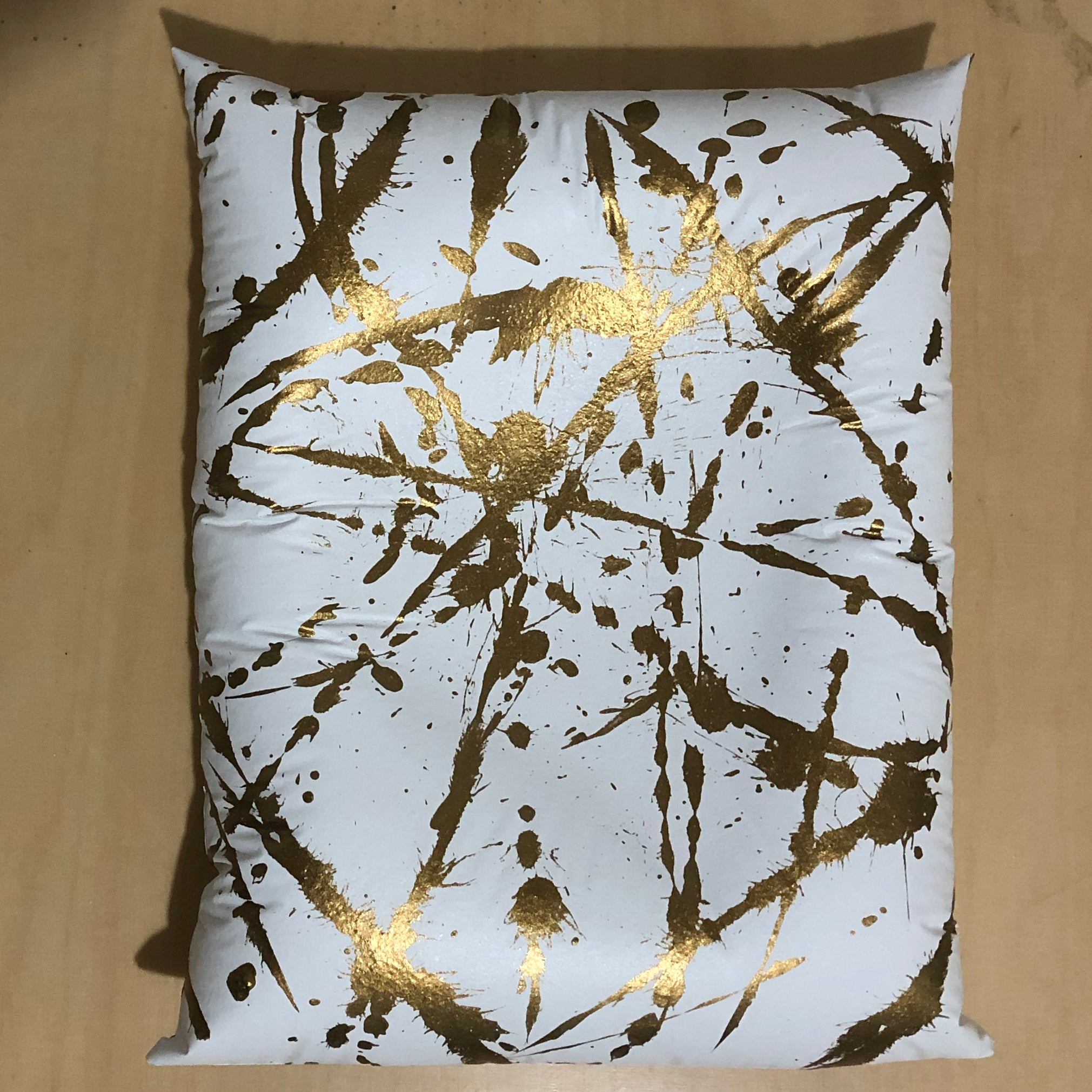 Gold Splatter Cushion - White