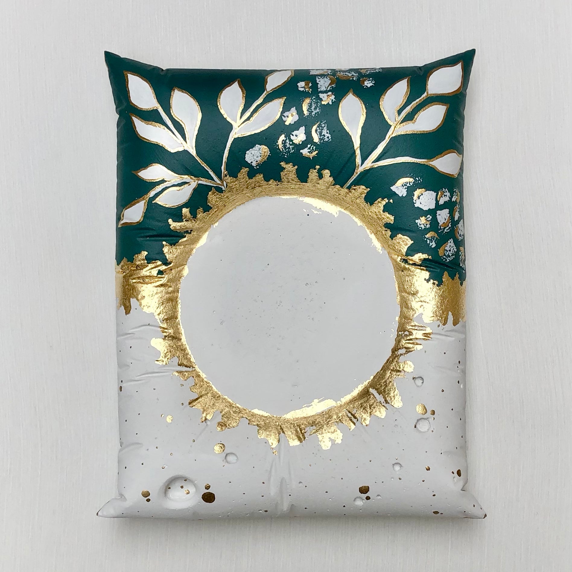 Teal & Gold Flower Cushion